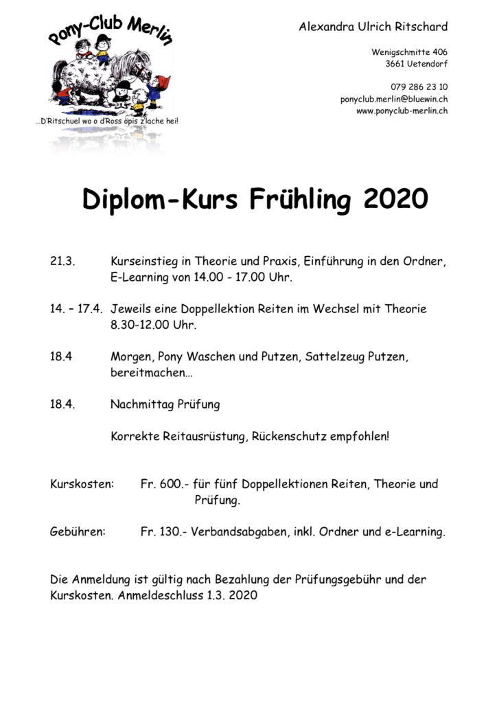 Ausschreibung Diplomkurs 2020